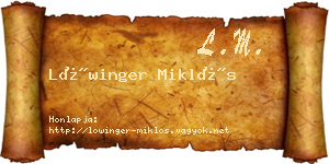 Lőwinger Miklós névjegykártya
